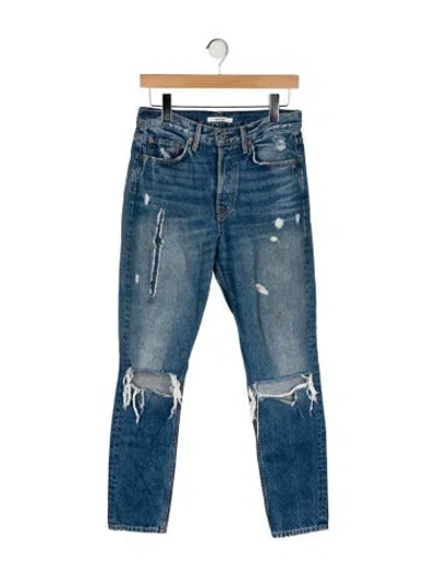 Pre-owned Grlfrnd High-rise Straight Leg Jeans In Blue