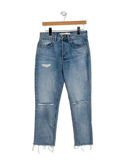 Pre-owned Grlfrnd High-rise Straight Leg Jeans In Blue