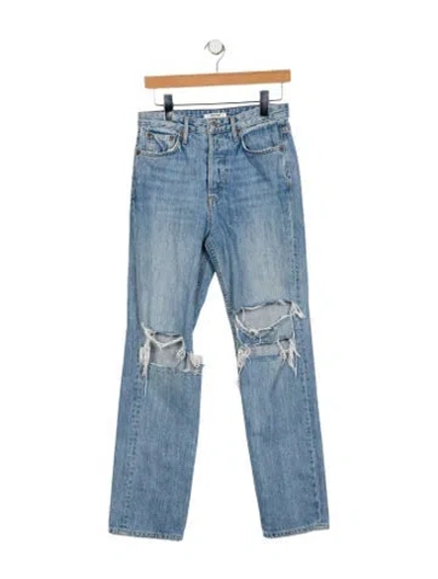 Pre-owned Grlfrnd High-rise Straight Leg Jeans In Blue