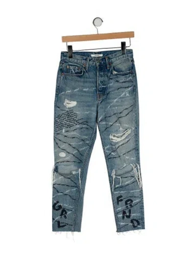 Pre-owned Grlfrnd High-rise Straight Leg Jeans In Blue