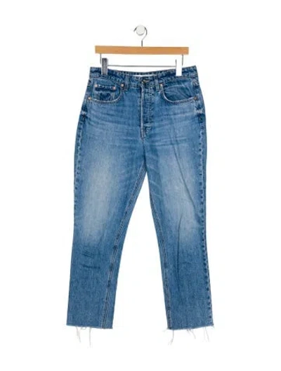 Pre-owned Grlfrnd High-rise Straight Leg Jeans In Blue