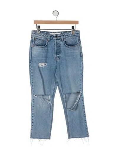 Pre-owned Grlfrnd High-rise Straight Leg Jeans In Blue