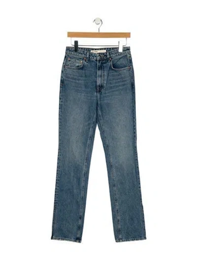 Pre-owned Grlfrnd High-rise Straight Leg Jeans In Blue