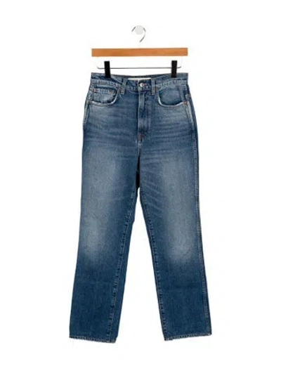 Pre-owned Grlfrnd High-rise Straight Leg Jeans In Blue