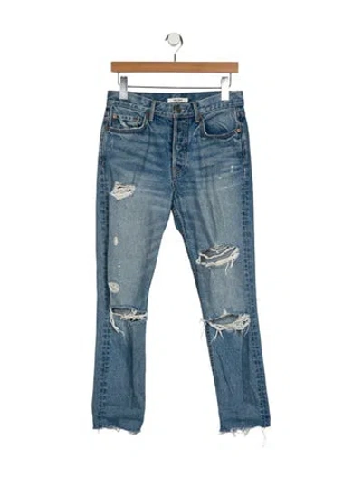 Pre-owned Grlfrnd High-rise Straight Leg Jeans In Blue
