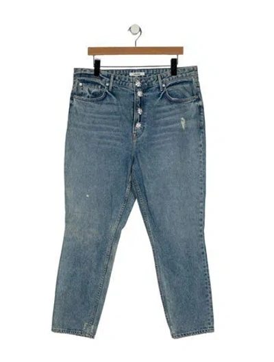Pre-owned Grlfrnd High-rise Straight Leg Jeans In Blue