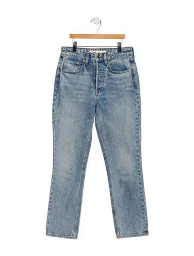 Pre-owned Grlfrnd High-rise Straight Leg Jeans In Blue