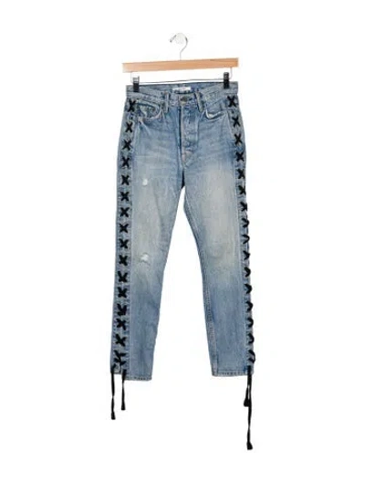 Pre-owned Grlfrnd High-rise Straight Leg Jeans In Blue