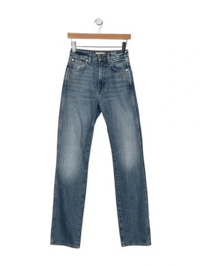 Pre-owned Grlfrnd High-rise Straight Leg Jeans In Blue