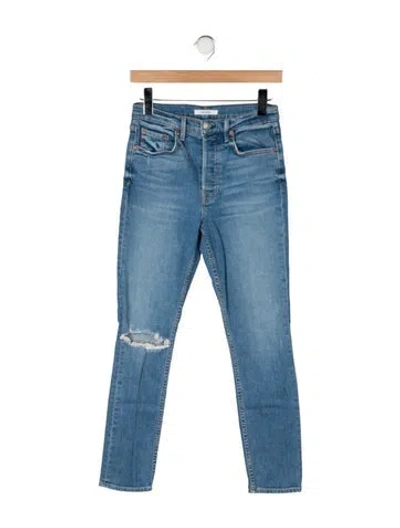 Pre-owned Grlfrnd High-rise Straight Leg Jeans In Blue