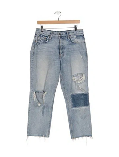 Pre-owned Grlfrnd High-rise Straight Leg Jeans In Blue
