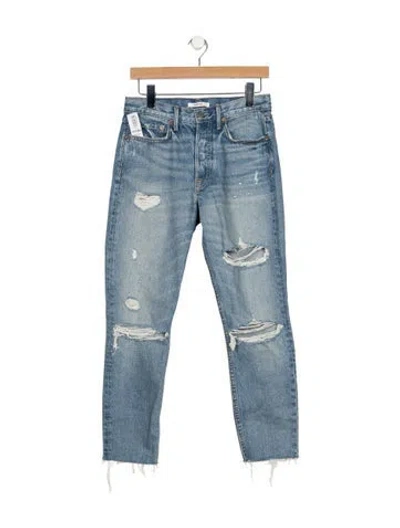 Pre-owned Grlfrnd High-rise Straight Leg Jeans In Blue