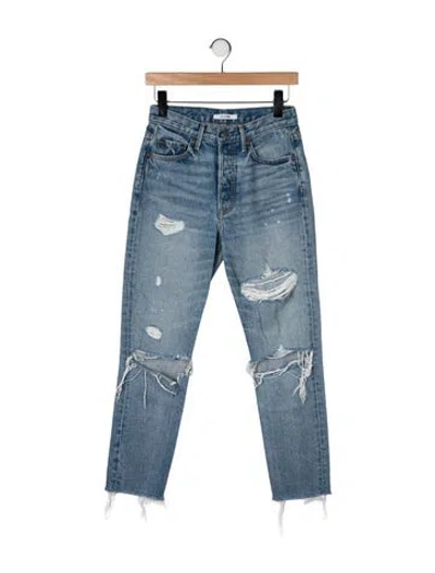 Pre-owned Grlfrnd High-rise Straight Leg Jeans In Blue