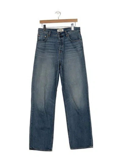 Pre-owned Grlfrnd High-rise Straight Leg Jeans In Blue