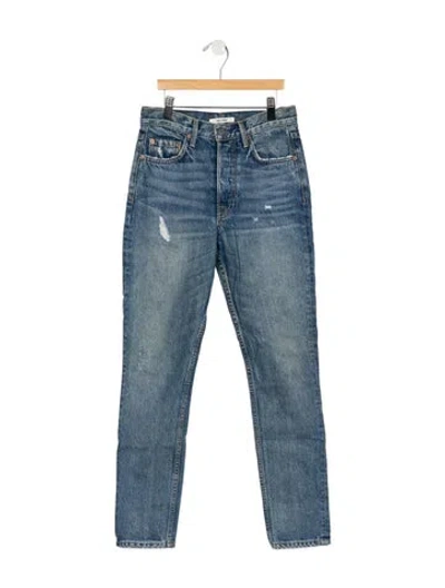 Pre-owned Grlfrnd High-rise Straight Leg Jeans In Blue