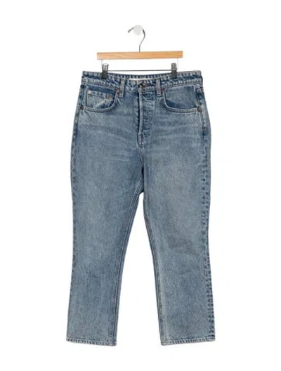 Pre-owned Grlfrnd High-rise Straight Leg Jeans In Blue