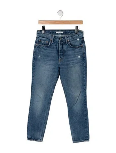 Pre-owned Grlfrnd High-rise Straight Leg Jeans In Blue