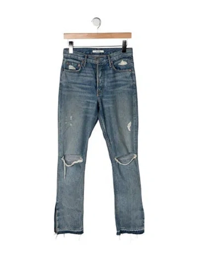 Pre-owned Grlfrnd High-rise Straight Leg Jeans In Blue