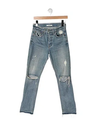 Pre-owned Grlfrnd High-rise Straight Leg Jeans In Blue