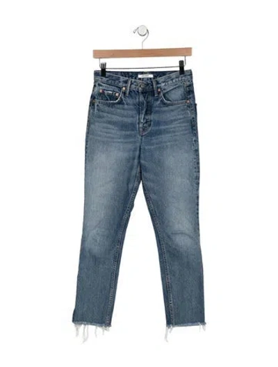 Pre-owned Grlfrnd High-rise Straight Leg Jeans In Blue