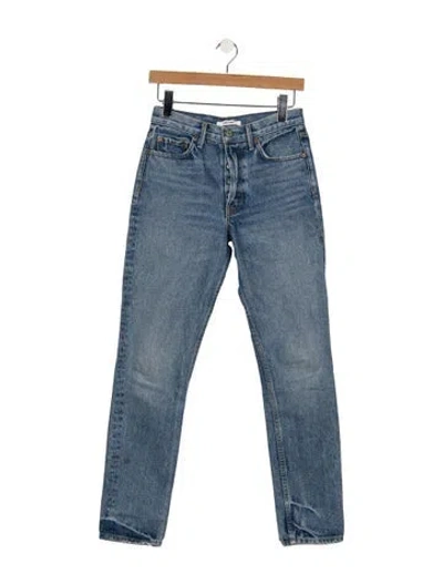 Pre-owned Grlfrnd High-rise Straight Leg Jeans In Blue