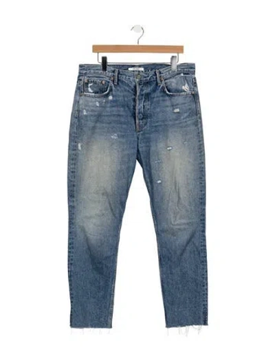 Pre-owned Grlfrnd High-rise Straight Leg Jeans In Blue