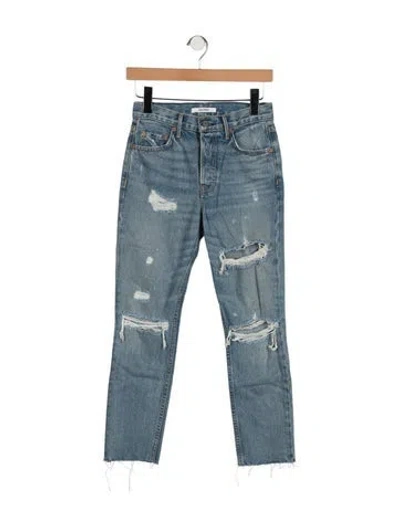 Pre-owned Grlfrnd High-rise Straight Leg Jeans In Blue