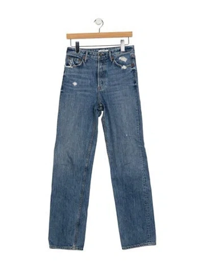Pre-owned Grlfrnd High-rise Straight Leg Jeans In Blue