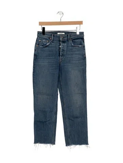 Pre-owned Grlfrnd High-rise Straight Leg Jeans In Blue