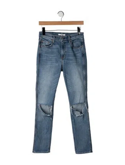 Pre-owned Grlfrnd High-rise Straight Leg Jeans In Blue