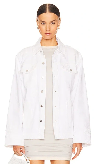 Grlfrnd Jessie Body Drill Shirt Jacket In White Rip