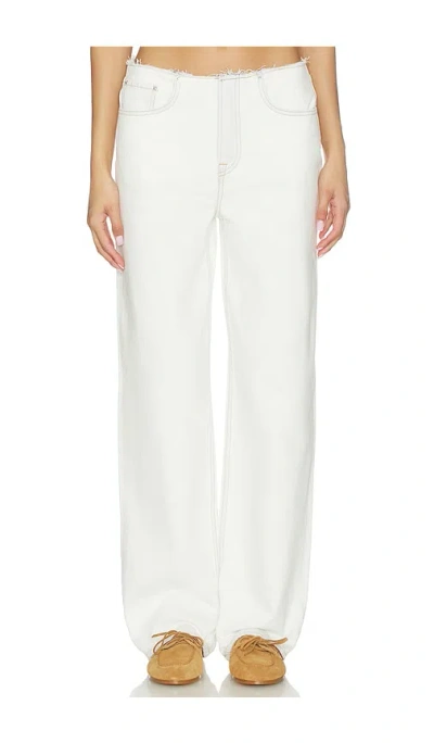 Grlfrnd Jordan Low Rise Frayed Waist Boyfriend In White