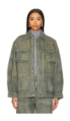 Grlfrnd Kaia Oversized Drawstring Jacket In Eucalyptus