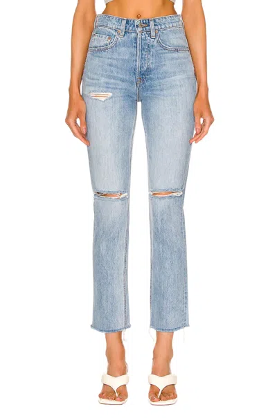 Grlfrnd Karolina High Rise Straigh Crop Jeans In Point Loma In Blue