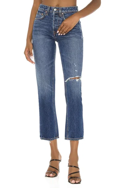 Grlfrnd Karolina High Rise Straight Crop In Midtown In Blue