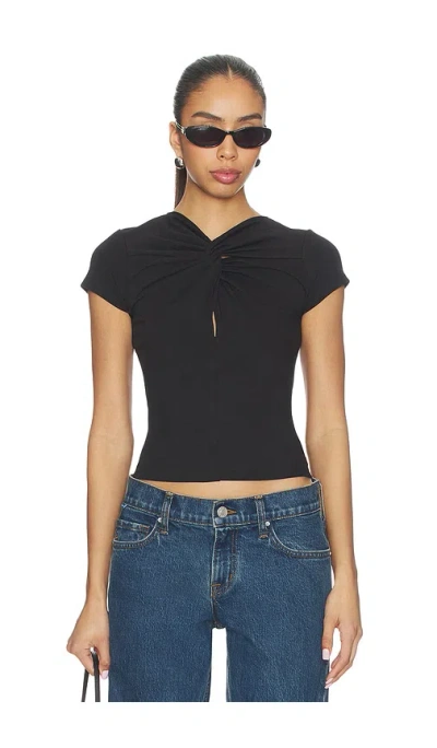 Grlfrnd Keyhole Twist Short Sleeve Tee In Black