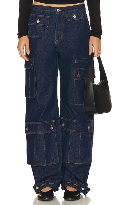 Grlfrnd Lara Low Rise Wide Leg Cargo In Coldwater