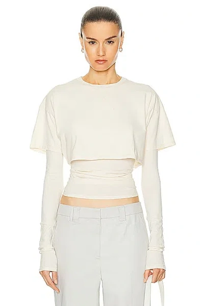 Grlfrnd Layering Jersey Cropped Tee Set In Birch Beige