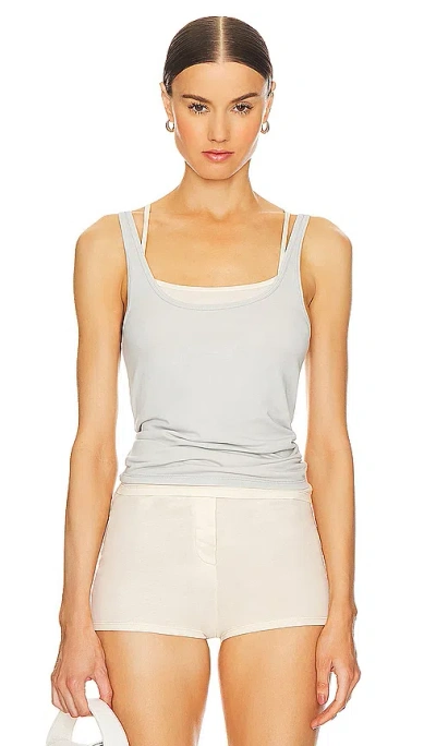 Grlfrnd Layering Jersey Tank Set In Grey & Birch Beige