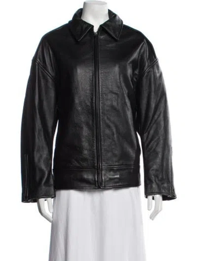 Pre-owned Grlfrnd Leather Biker Jacket In Black