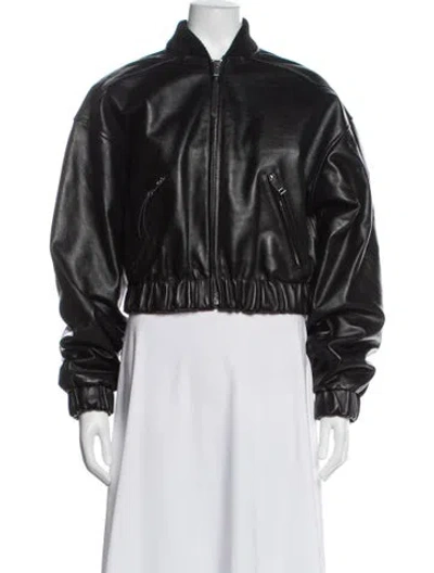 Pre-owned Grlfrnd Leather Bomber Jacket In Black