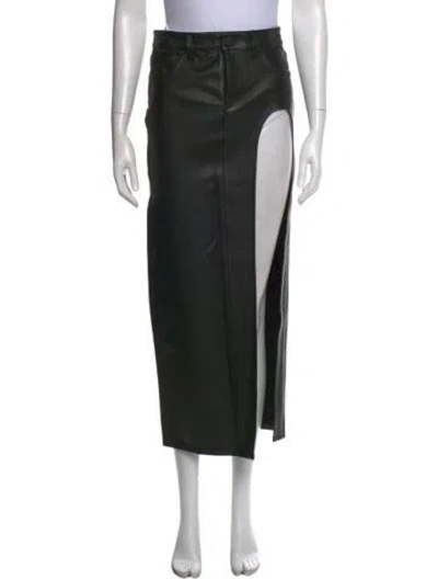 Pre-owned Grlfrnd Leather Long Skirt In Black