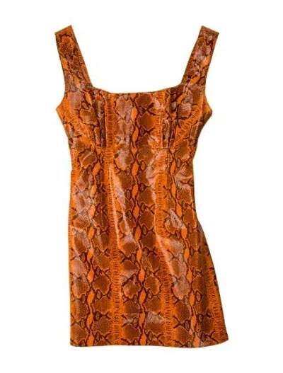 Pre-owned Grlfrnd Leather Mini Dress In Orange