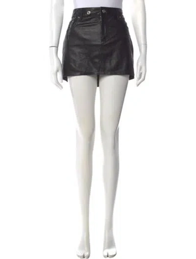 Pre-owned Grlfrnd Leather Mini Skirt In Black