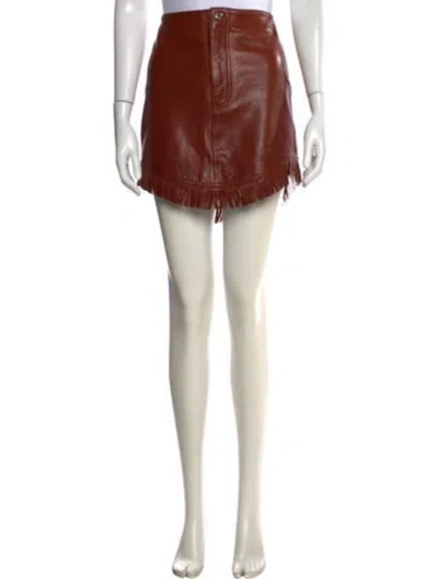 Pre-owned Grlfrnd Leather Mini Skirt In Brown