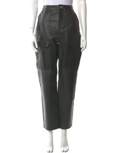 Pre-owned Grlfrnd Leather Straight Leg Pants In Black