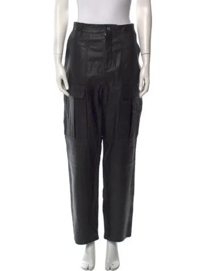Pre-owned Grlfrnd Leather Straight Leg Pants In Black