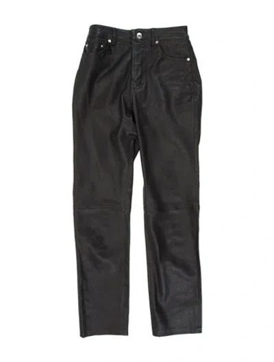 Pre-owned Grlfrnd Leather Straight Leg Pants In Black