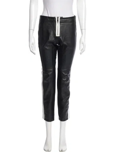 Pre-owned Grlfrnd Leather Straight Leg Pants In Black