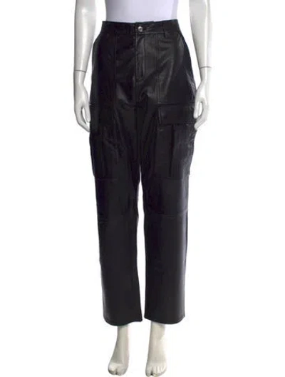 Pre-owned Grlfrnd Leather Straight Leg Pants In Black
